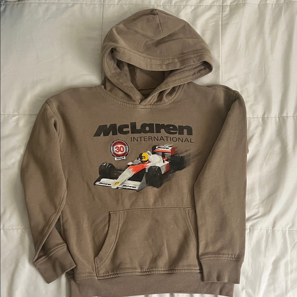 Abercrombie Kids Tan Hoodie with McLaren Graphic